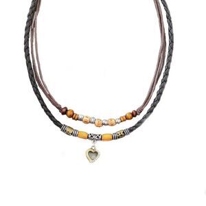 Boho Chic Faux Leather and Bead Choker